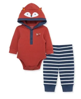Little Me Fox Stripe Bodysuit Pant