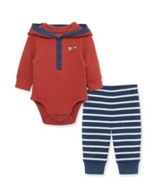 Little Me Fox Stripe Bodysuit Pant