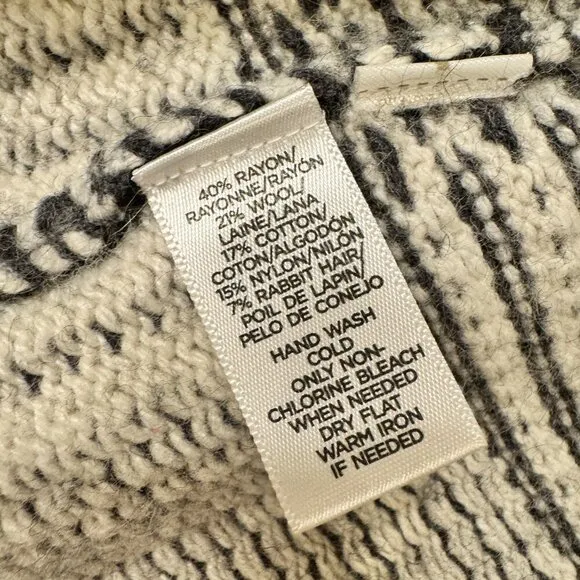 Loft - Wool Blend Patchwork Knit Sweater Jacket in Black &amp; Ivory
