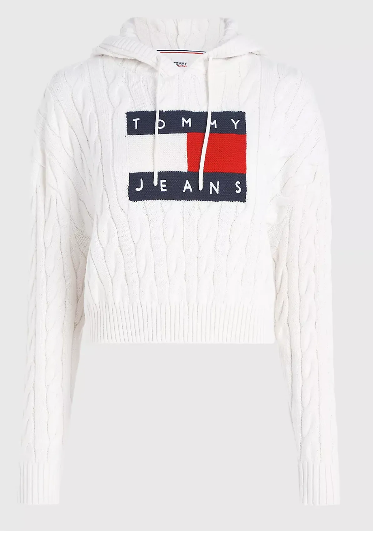 Logo Cable Knit Sweater Hoodie