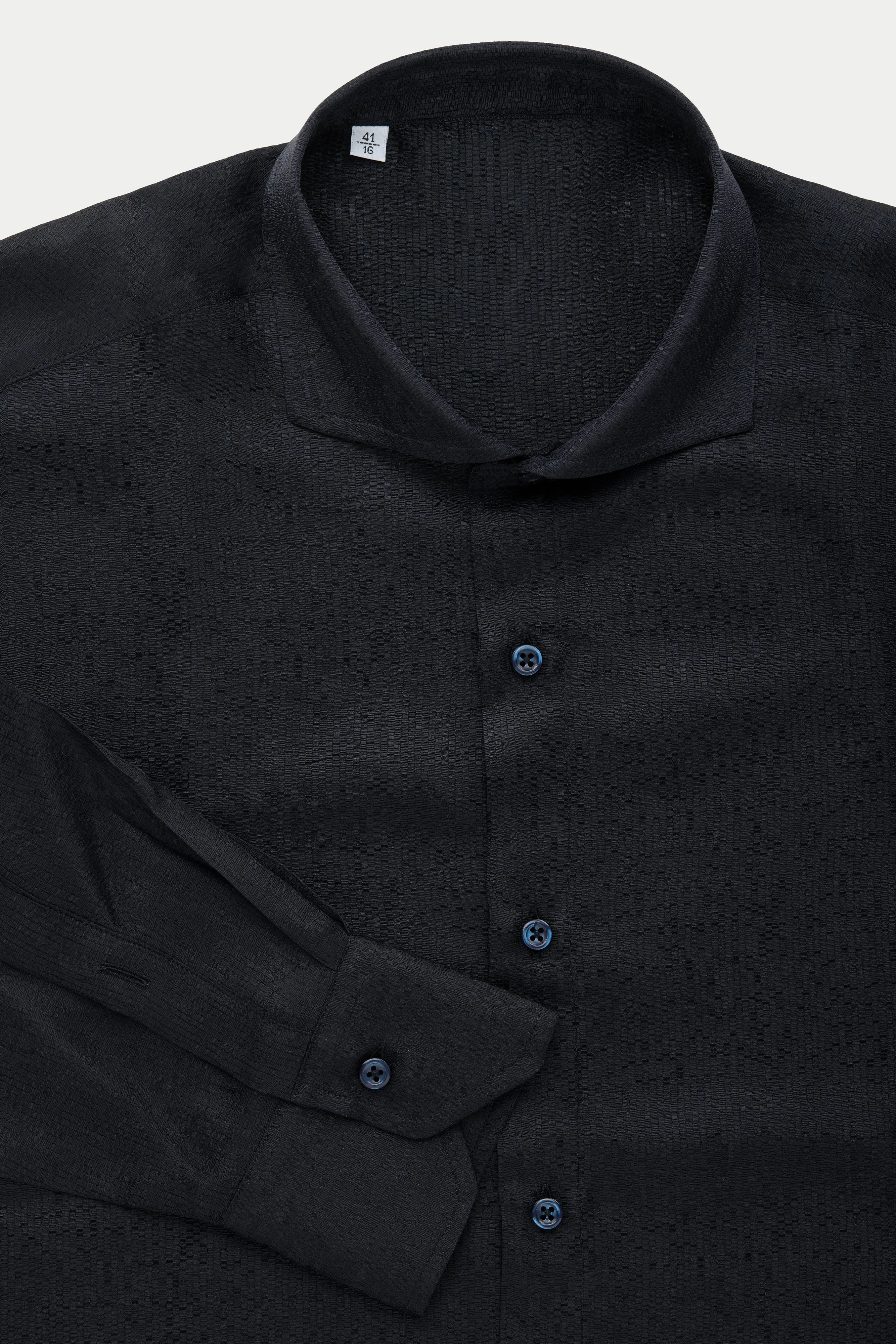 Long Sleeve Silk Jacquard Shirt Notte