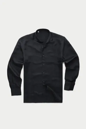Long Sleeve Silk Jacquard Shirt Notte