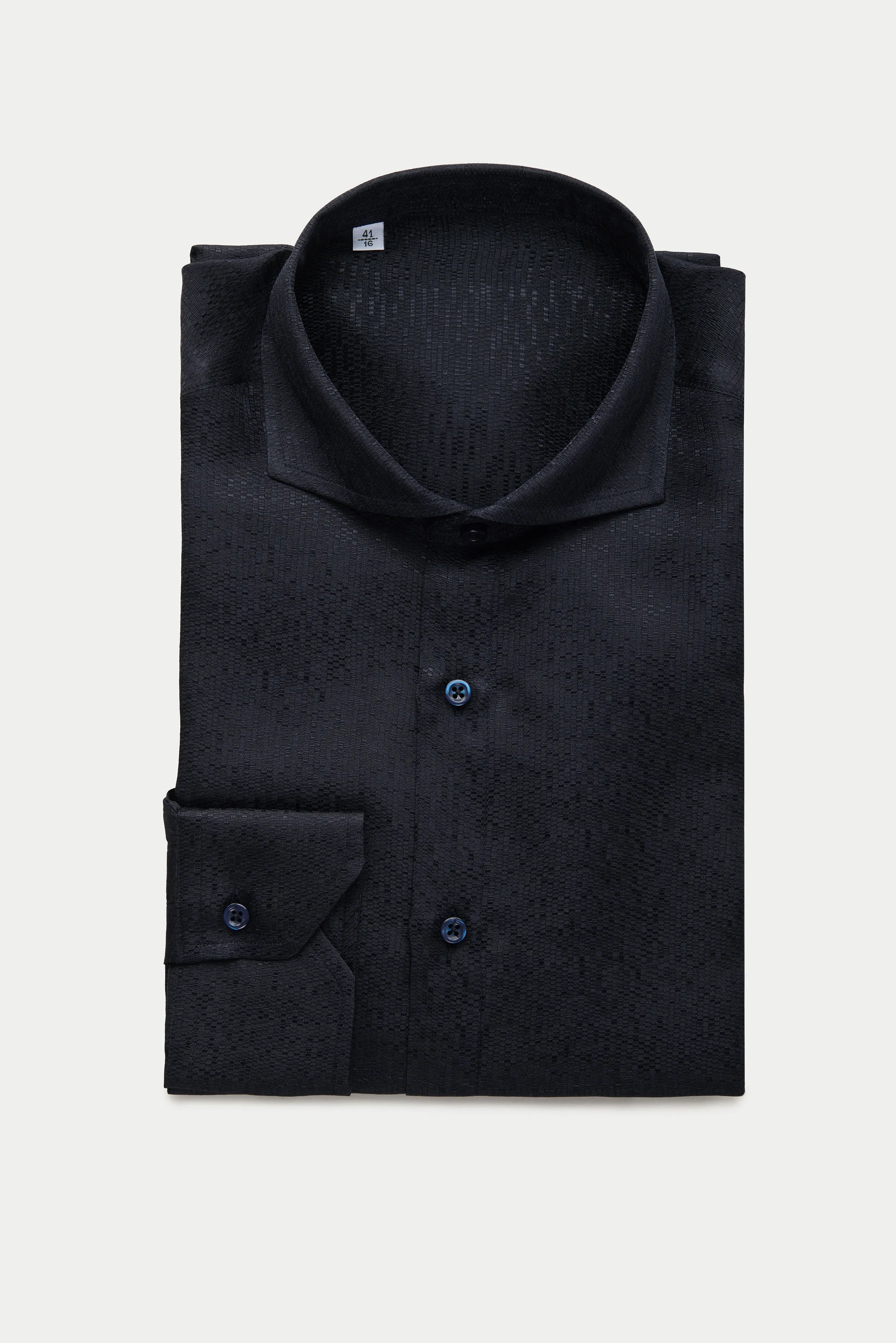 Long Sleeve Silk Jacquard Shirt Notte