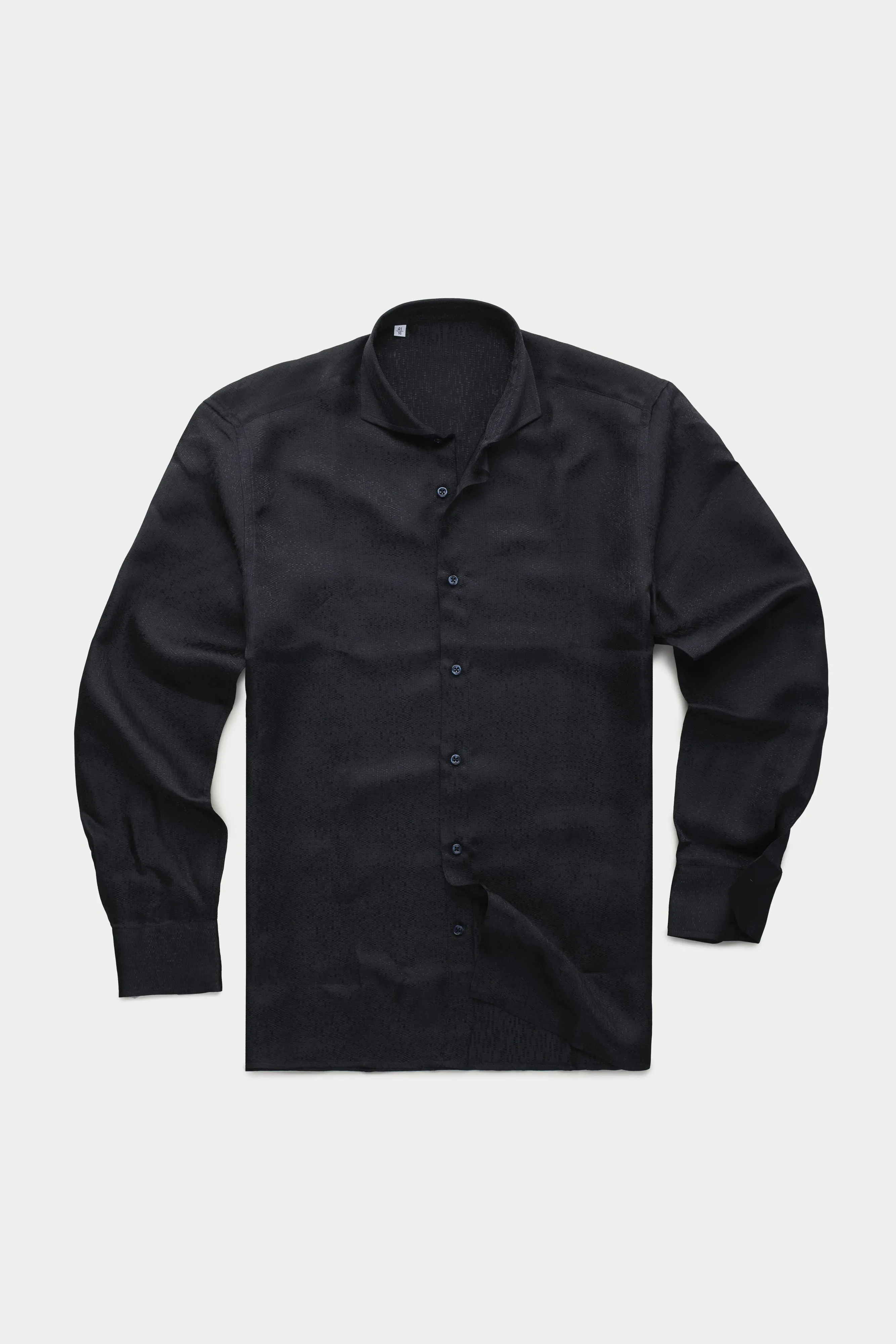 Long Sleeve Silk Jacquard Shirt Notte