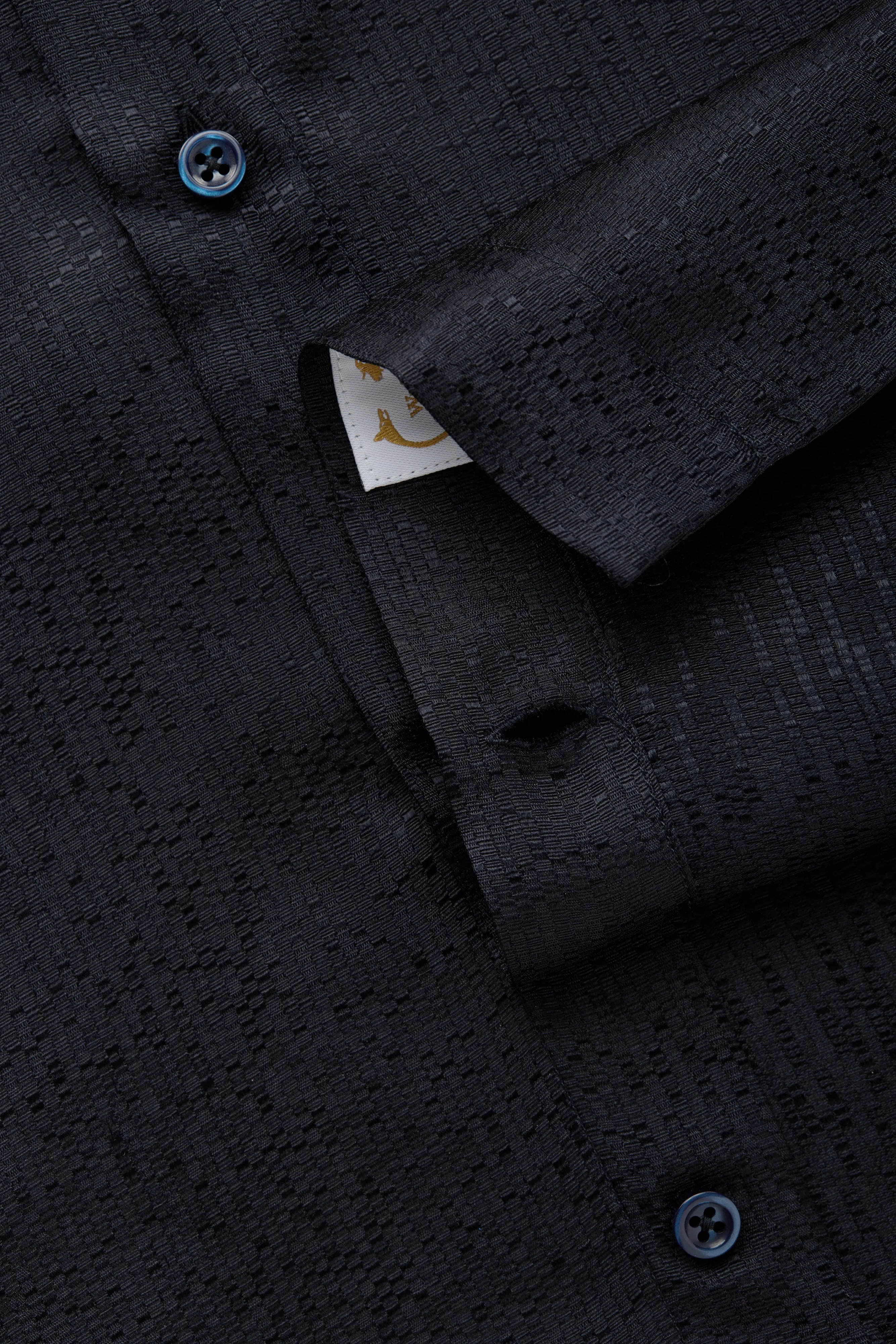 Long Sleeve Silk Jacquard Shirt Notte