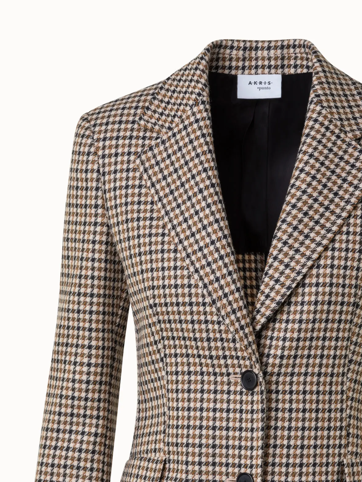 Long Virgin Wool Houndstooth Boyfriend Blazer