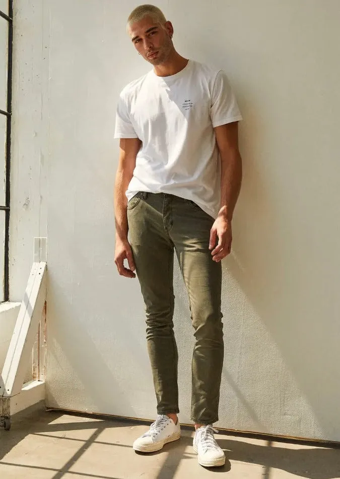LOU SLIM TWILL WASHED PINE