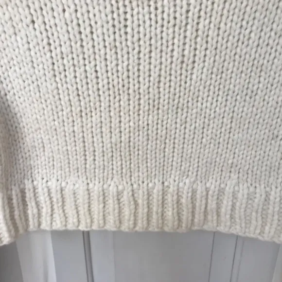 Love Shack Fancy Cream Cropped Knit Alpaca Blend Sweater