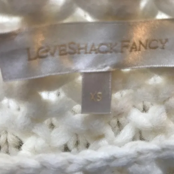 Love Shack Fancy Cream Cropped Knit Alpaca Blend Sweater
