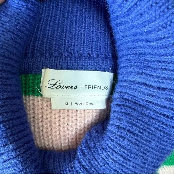 Lovers   Friends Marianne Tropical Stripe Turtleneck Oversized Sweater Size XS