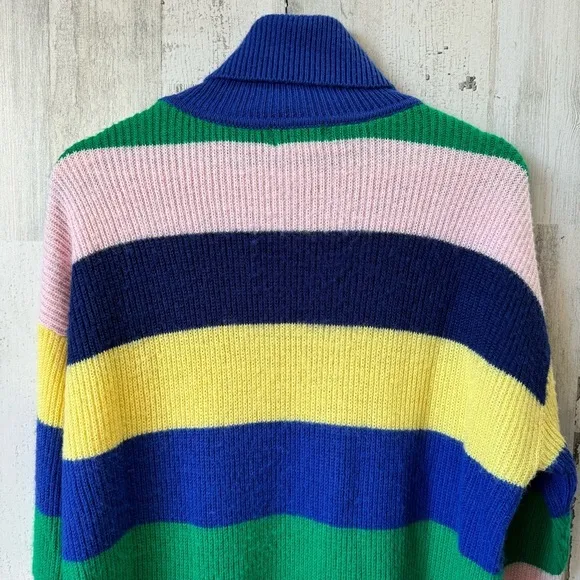 Lovers   Friends Marianne Tropical Stripe Turtleneck Oversized Sweater Size XS