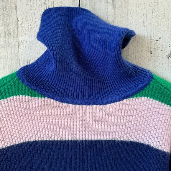 Lovers   Friends Marianne Tropical Stripe Turtleneck Oversized Sweater Size XS