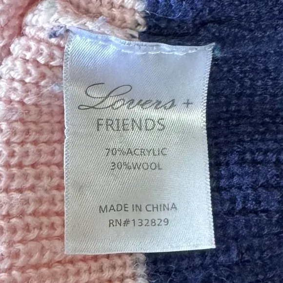 Lovers   Friends Marianne Tropical Stripe Turtleneck Oversized Sweater Size XS