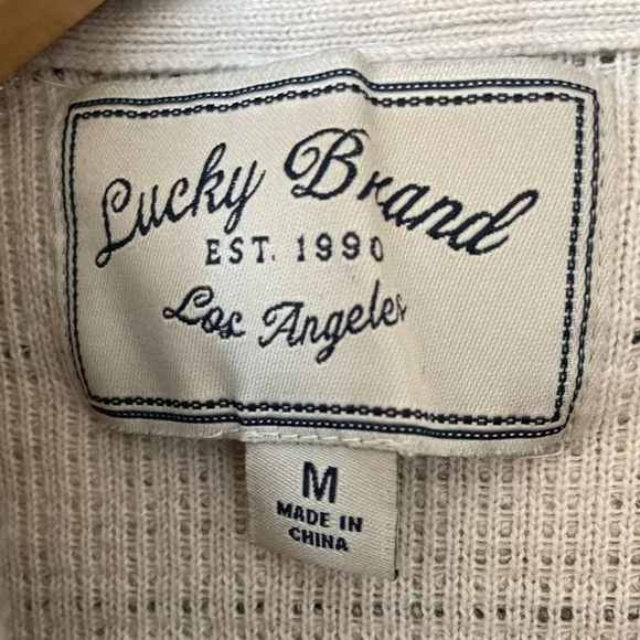 Lucky Brand Marled Cream Tweed Knit Moto Zip Jacket Blazer Size Medium