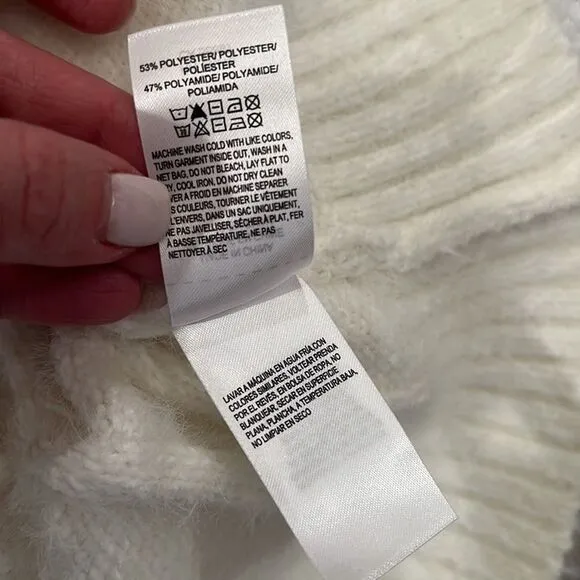 Lucky Cashmere Long Sleeve Off-White Sweater Size Large