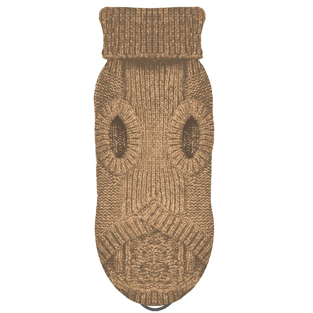 LUXE Cable Dog Sweater in Camel
