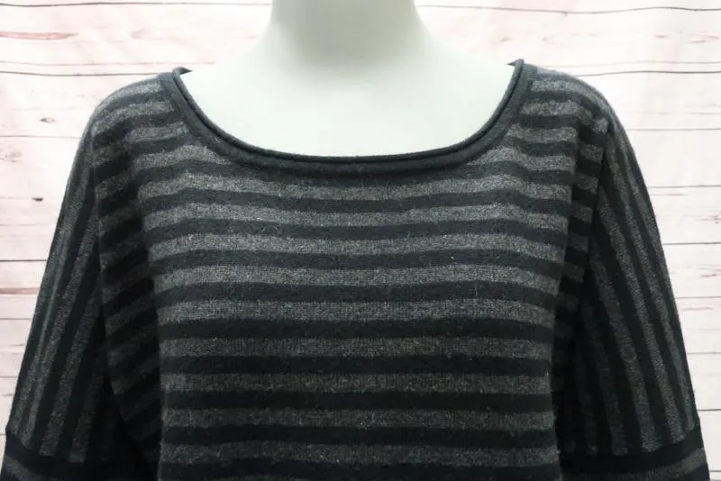 M by Michael Stars Sweater Black/Charcoal Striped Wool-Cashmere Pullover Size 1