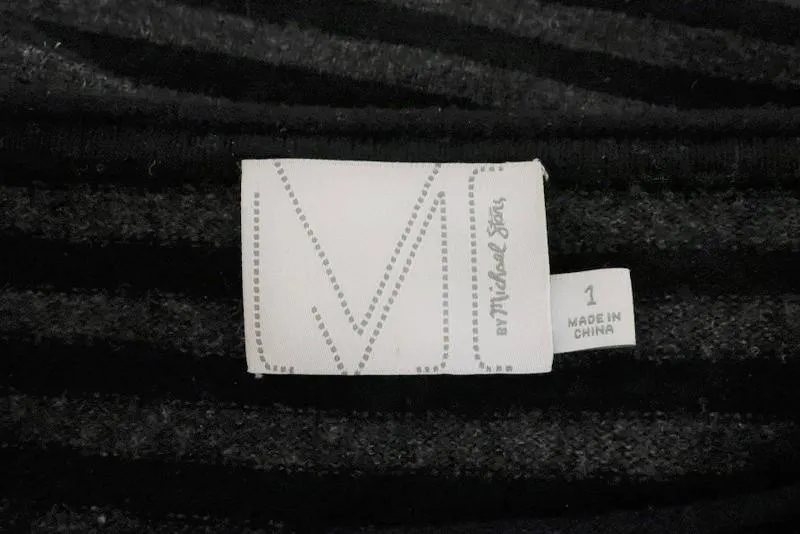 M by Michael Stars Sweater Black/Charcoal Striped Wool-Cashmere Pullover Size 1