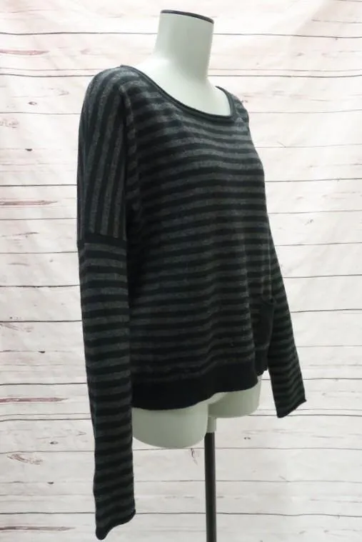 M by Michael Stars Sweater Black/Charcoal Striped Wool-Cashmere Pullover Size 1