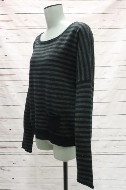 M by Michael Stars Sweater Black/Charcoal Striped Wool-Cashmere Pullover Size 1