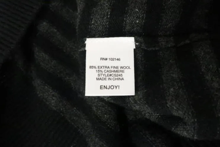 M by Michael Stars Sweater Black/Charcoal Striped Wool-Cashmere Pullover Size 1