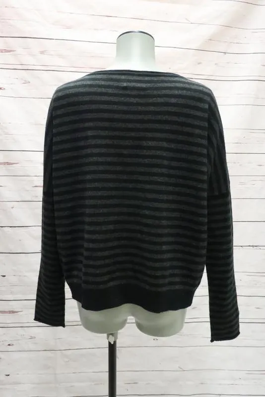 M by Michael Stars Sweater Black/Charcoal Striped Wool-Cashmere Pullover Size 1