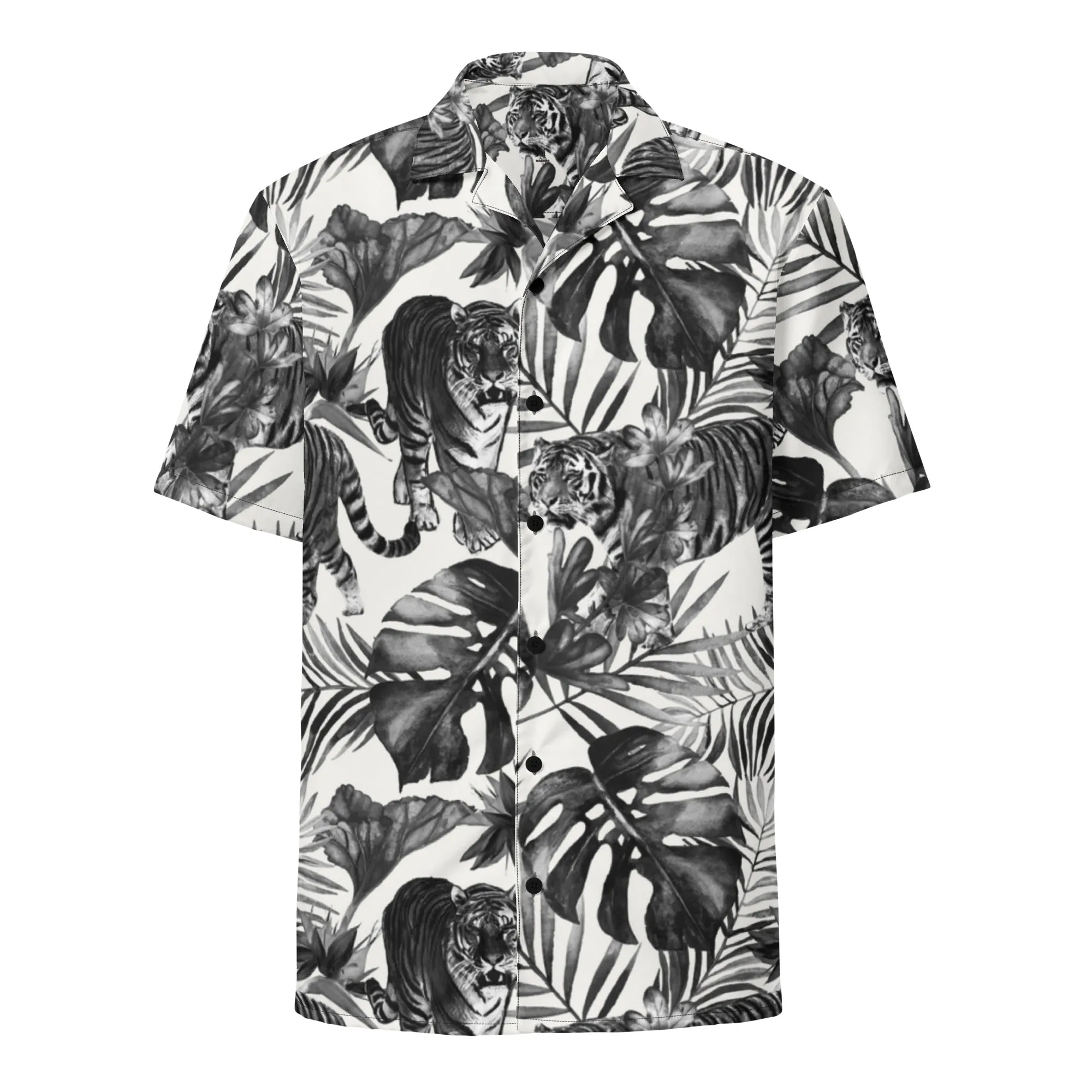 Maadish | Grey Tiger & Floral  Button-Up Shirt