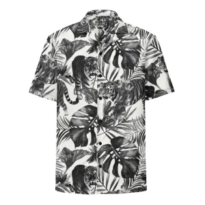 Maadish | Grey Tiger & Floral  Button-Up Shirt