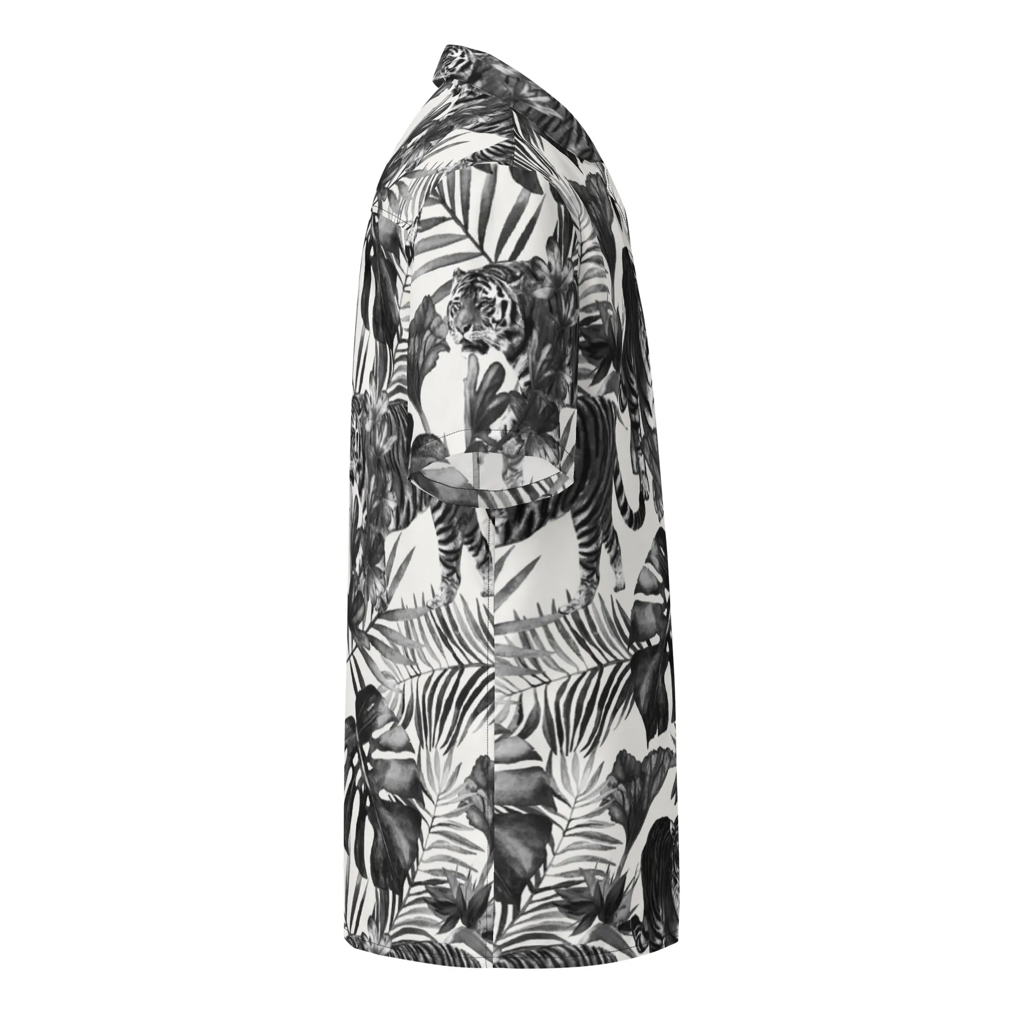 Maadish | Grey Tiger & Floral  Button-Up Shirt