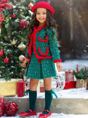 Made For Fashionistas Plaid Tweed Blazer And Skirt Set