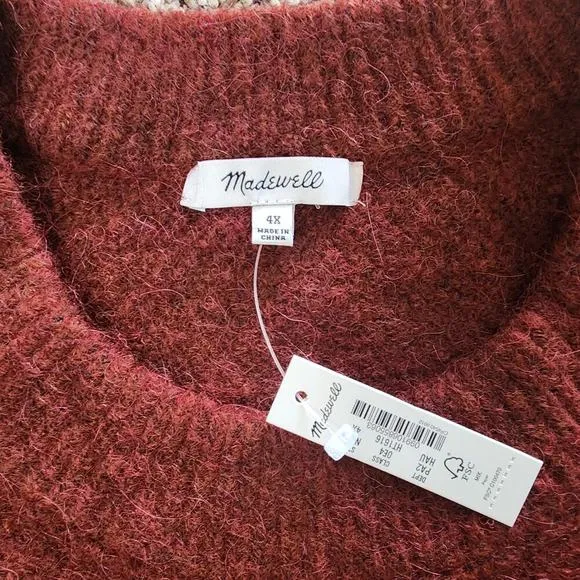 Madewell Cable Knit Havener Pullover Sweater Women's SZ 4X - NWT