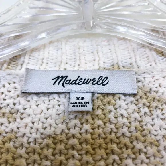 Madewell Cotton Waffle Knit Tie Dye Crew Neck Bell Sleeve Oversized Sweater XS