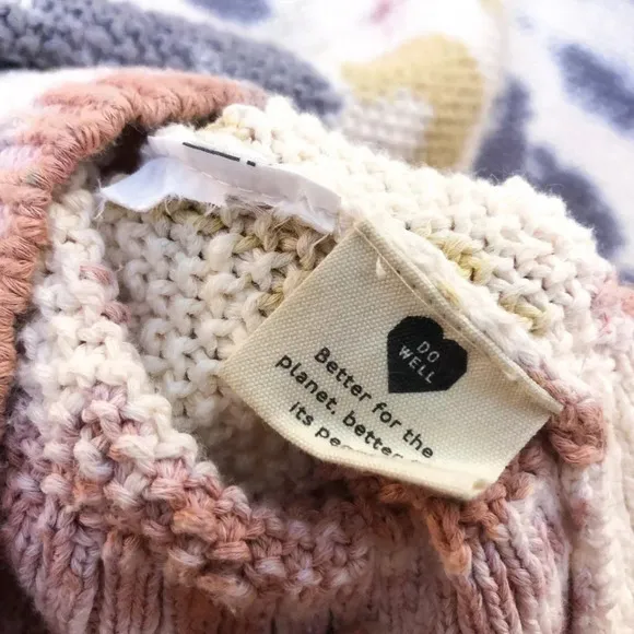 Madewell Cotton Waffle Knit Tie Dye Crew Neck Bell Sleeve Oversized Sweater XS