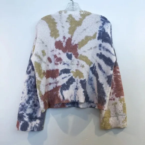 Madewell Cotton Waffle Knit Tie Dye Crew Neck Bell Sleeve Oversized Sweater XS