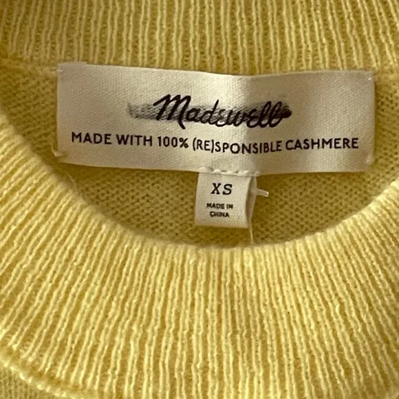 Madewell NWT (Re)sponsible Cashmere Crewneck Sweater Vest Size XS in Daffodil