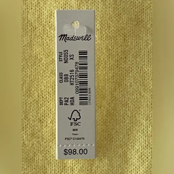 Madewell NWT (Re)sponsible Cashmere Crewneck Sweater Vest Size XS in Daffodil