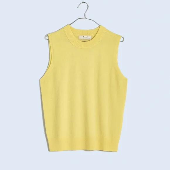 Madewell NWT (Re)sponsible Cashmere Crewneck Sweater Vest Size XS in Daffodil