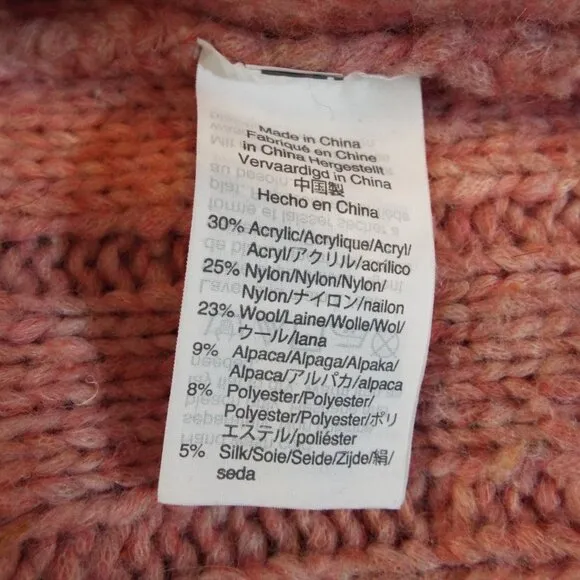 Madewell Pink Bubble Sleeve Cable Knit Open Front Cardigan Sweater Size Medium