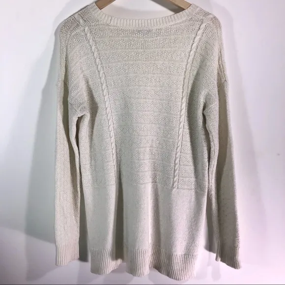 Madewell Texture-Play Ivory Cream Pullover Cable Knit Sweater Medium