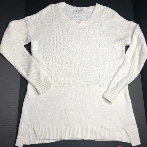 Madewell Texture-Play Ivory Cream Pullover Cable Knit Sweater Medium