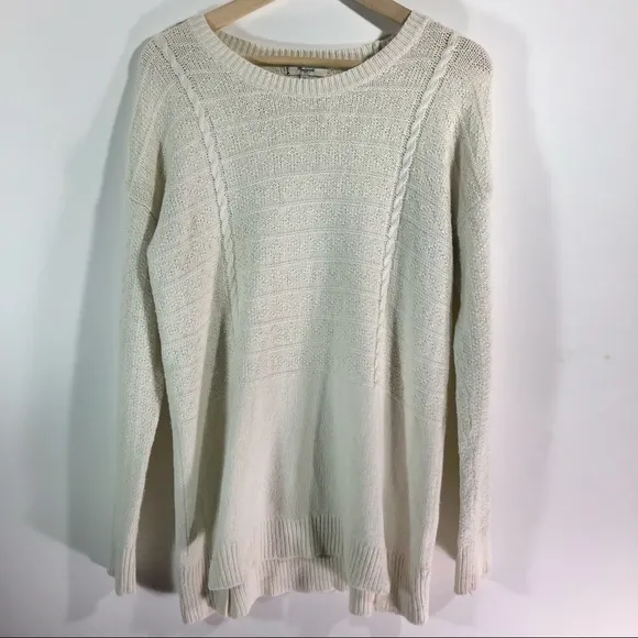 Madewell Texture-Play Ivory Cream Pullover Cable Knit Sweater Medium
