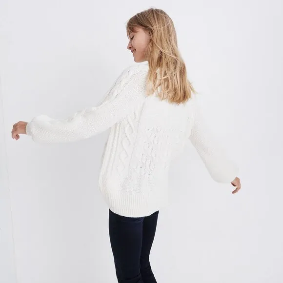 Madewell Wool Copenhagen Cable Knit Sweater