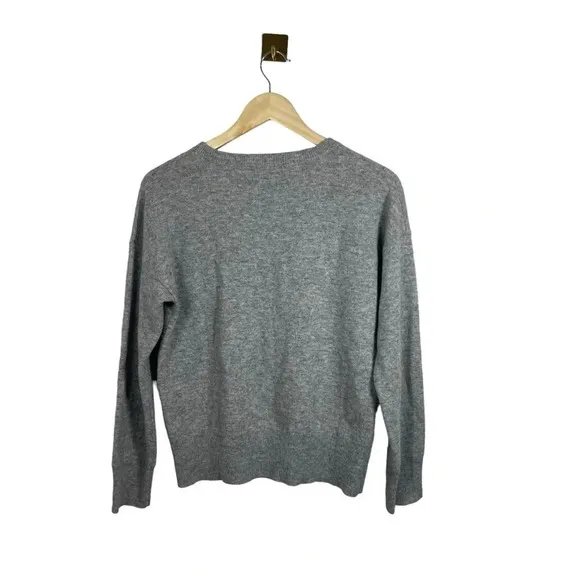 Magaschoni 100% Cashmere Be Kind Crewneck Sweater in Grey/Blue Size M