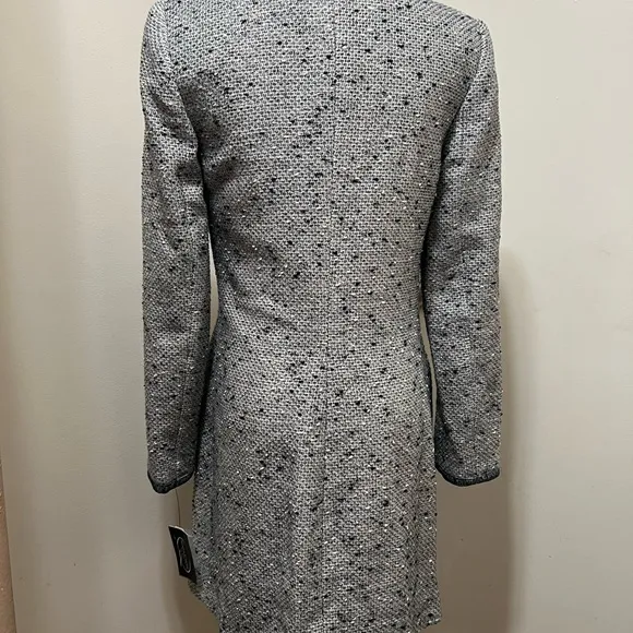 Magaschoni Bouclé Collarless Blazer Jacket Tweed Blue Gray Sz 4 NWT Glitter.