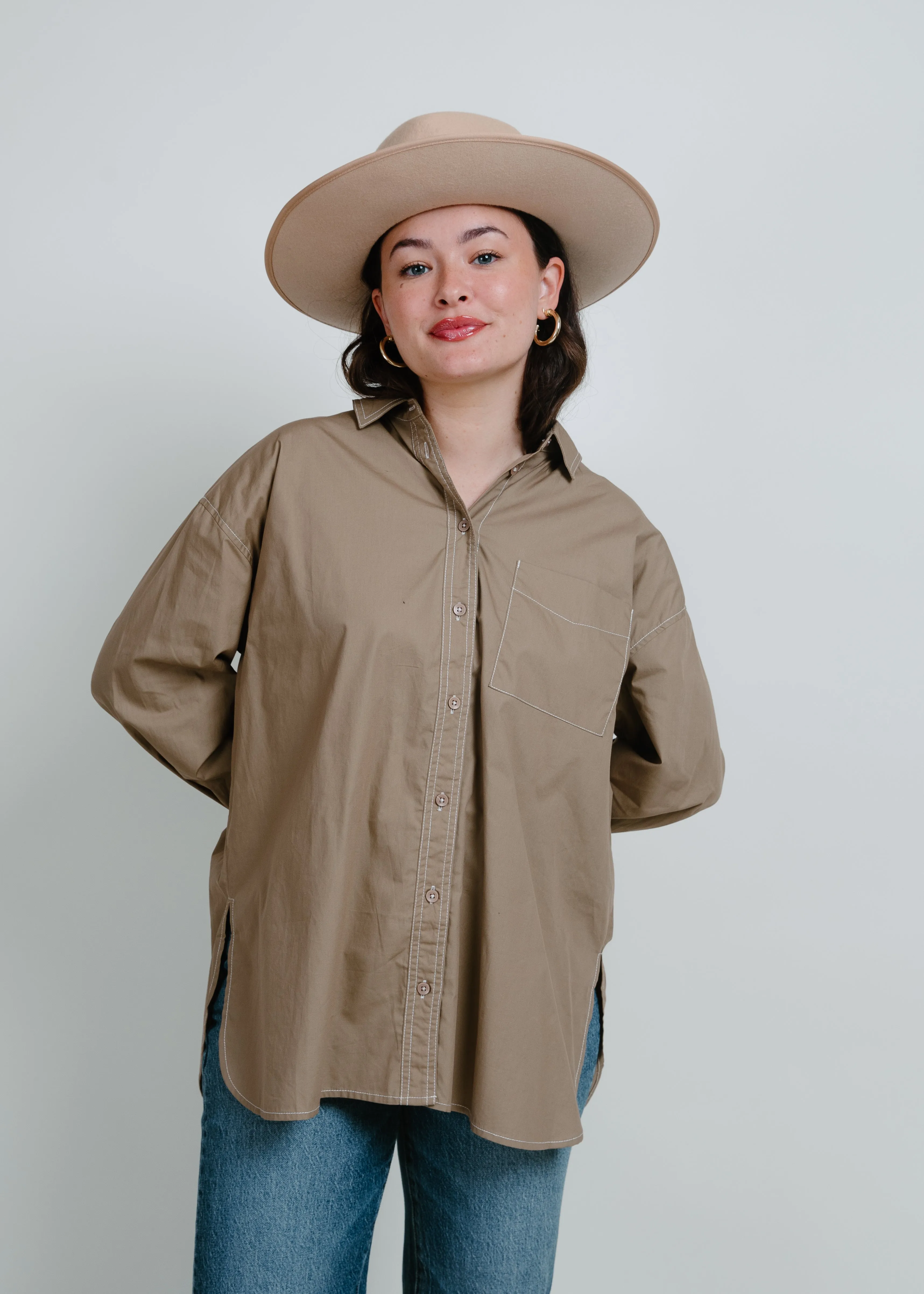 Make Way Button Up Blouse - Olive