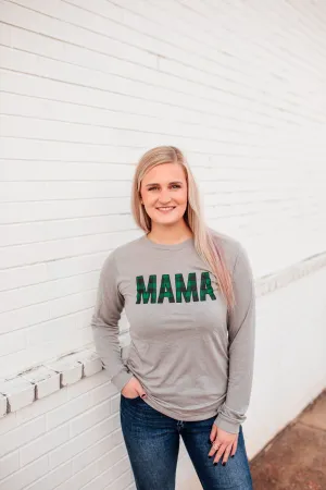 MAMA Buffalo Plaid © L/S Triblend Unisex Top (Athletic Heather   Hunter Green/Black)