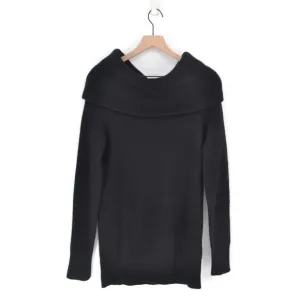 Margaret O'Leary Off The Shoulder Cashmere Sweater Ribbed Knit Black Women's M