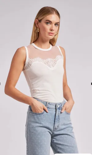 MARILYN LACE COMBO TOP