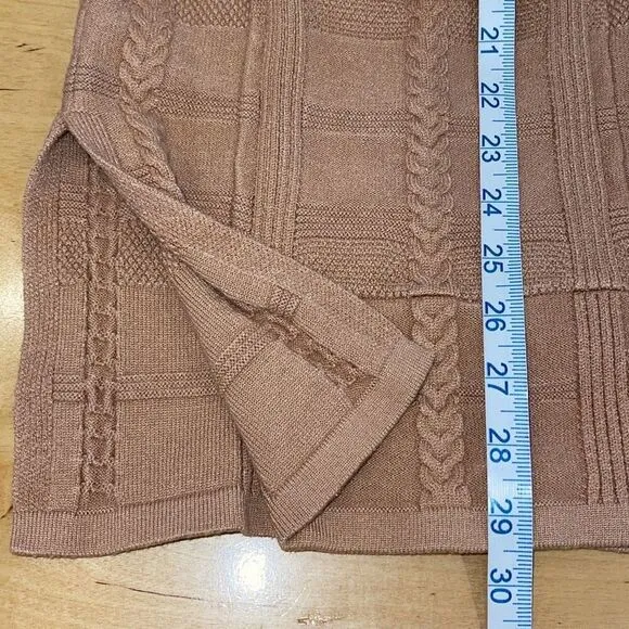 Marla Wynne Womens Open Front Knit Long Sleeve Cardigan Sweater Brown Large