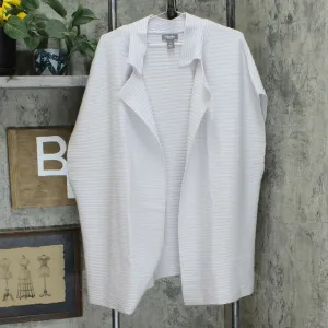 Martha Stewart Women's Wool Cashmere Open Front Ribbed Cardigan Grey 2X